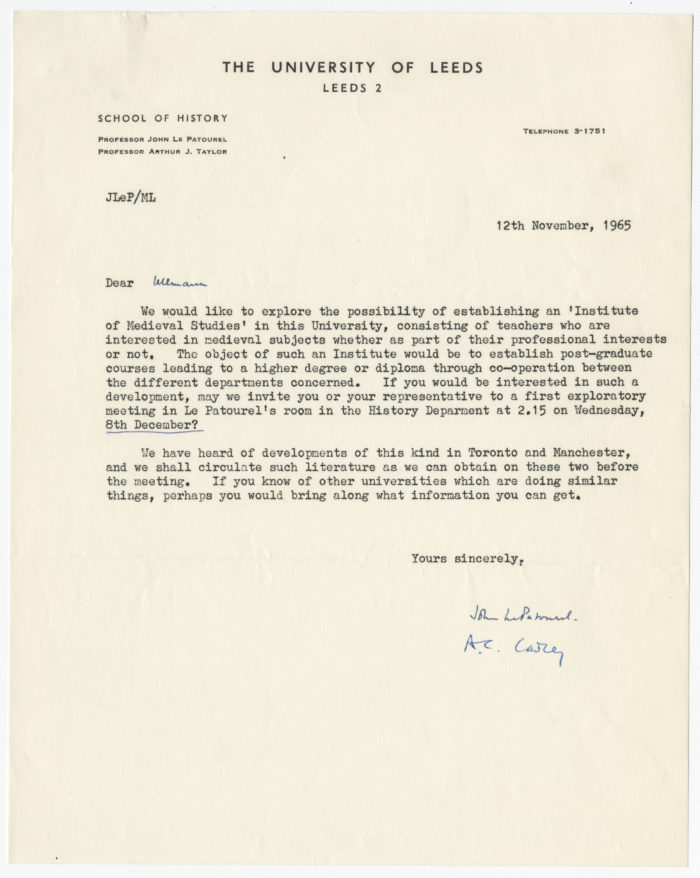 The letter written to propose the opening of the Graduate Centre.